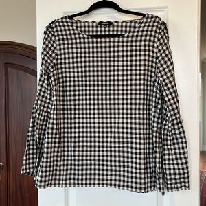 Madewell black and White Gingham Blouse Sz Large